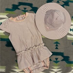Ruffle Butts Baby Romper (18-24 mo) & Hat Set (12-2T)